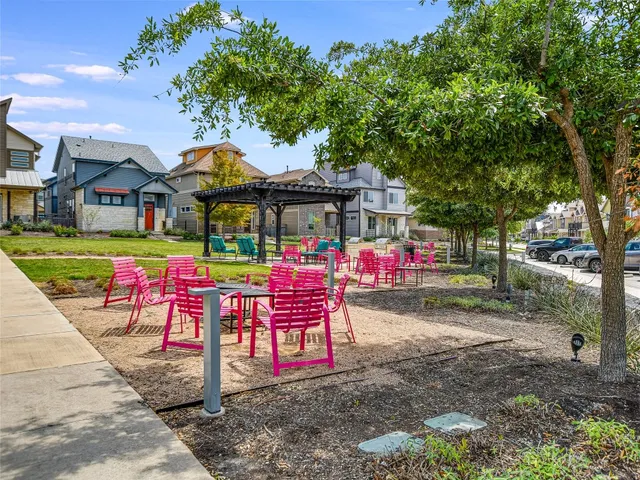 a view of a building with a garden