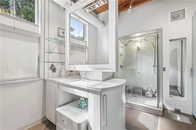 a bathroom with a shower