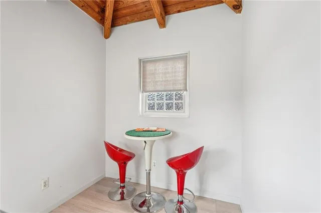 a outdoor space with a bench