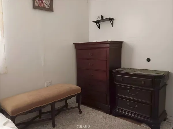 a room with a table and a potted plant