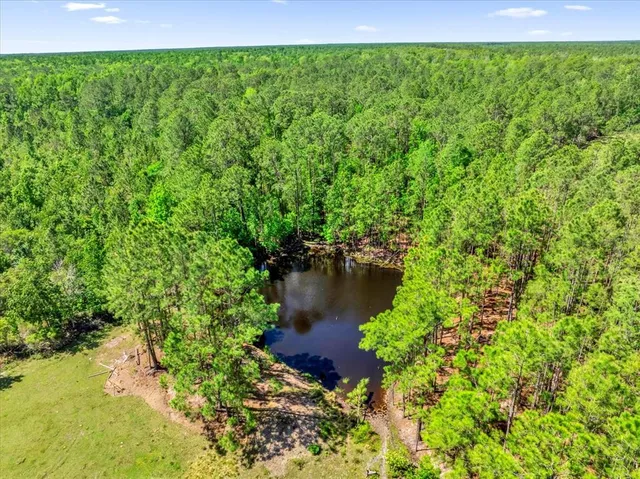 a view of a lake with a big yard