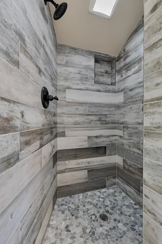 a bathroom with a shower