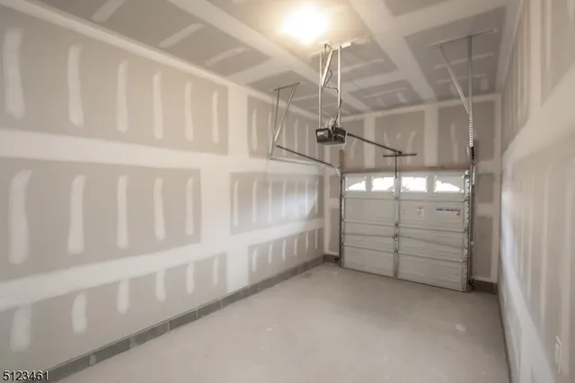 a view of an empty room with racks on the wall
