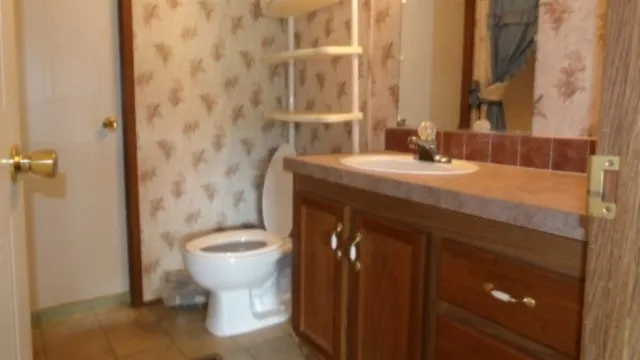 a bathroom with a sink and toilet