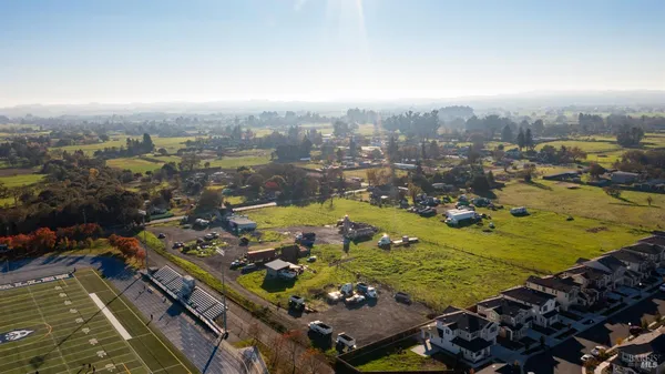 an aerial view of a city