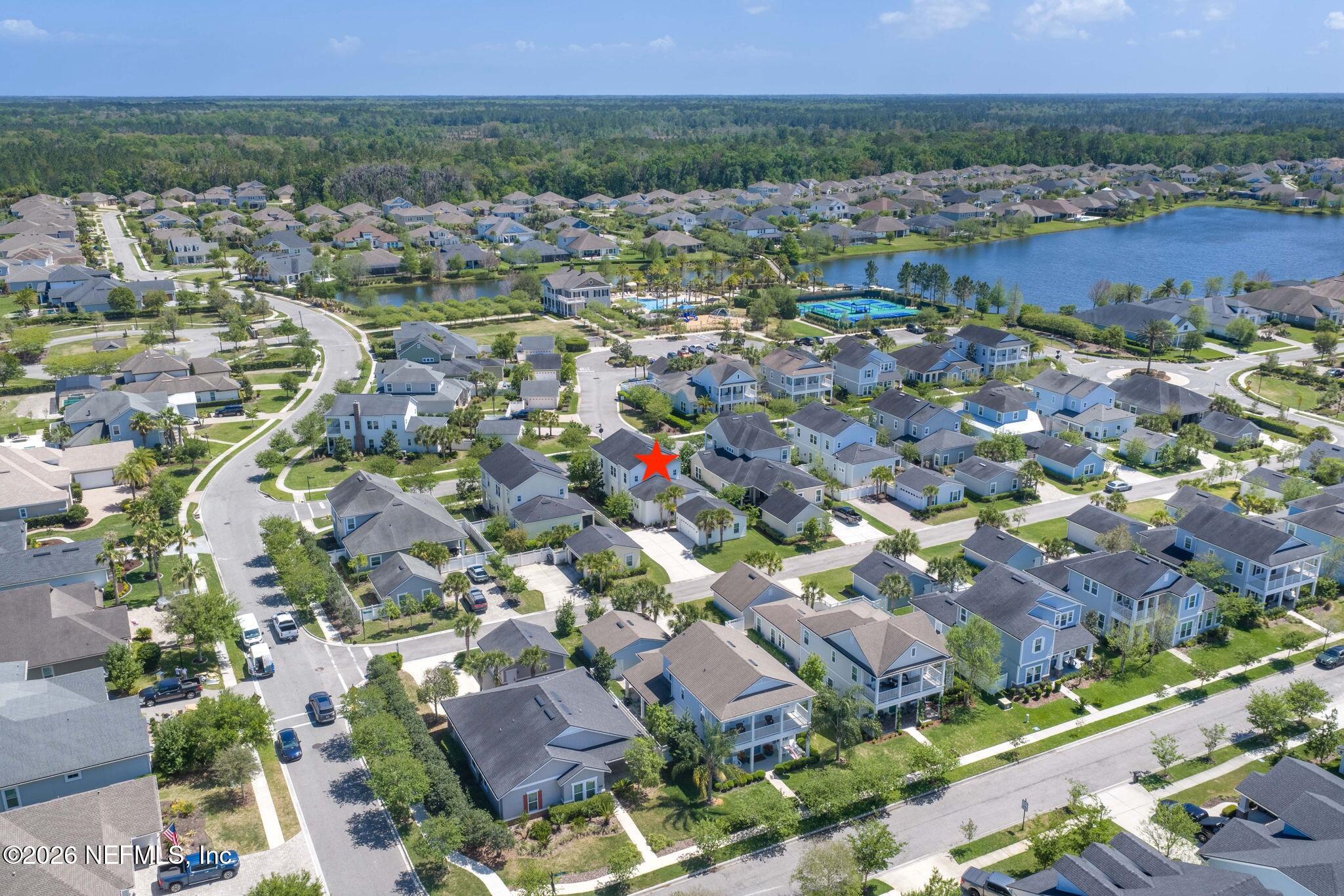 44 Fremont Avenue St. Augustine, FL 32095 - Photo 57 of 72 an aerial view of residential houses with outdoor space and trees