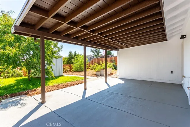 a view of a backyard with potted plants