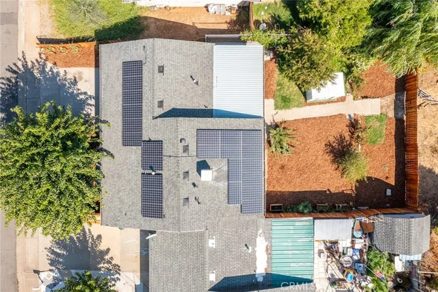 an aerial view of a house