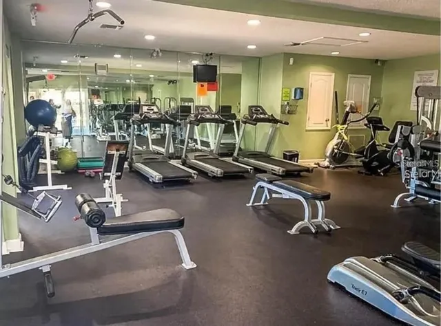 a view of a room with gym equipment