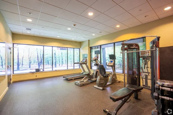 a view of a room with gym equipment