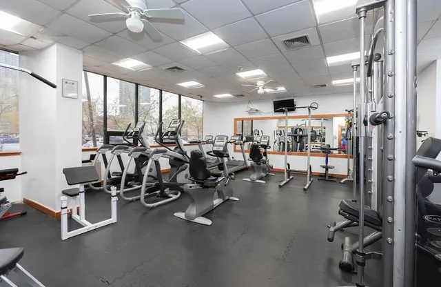 a view of a room with gym equipment