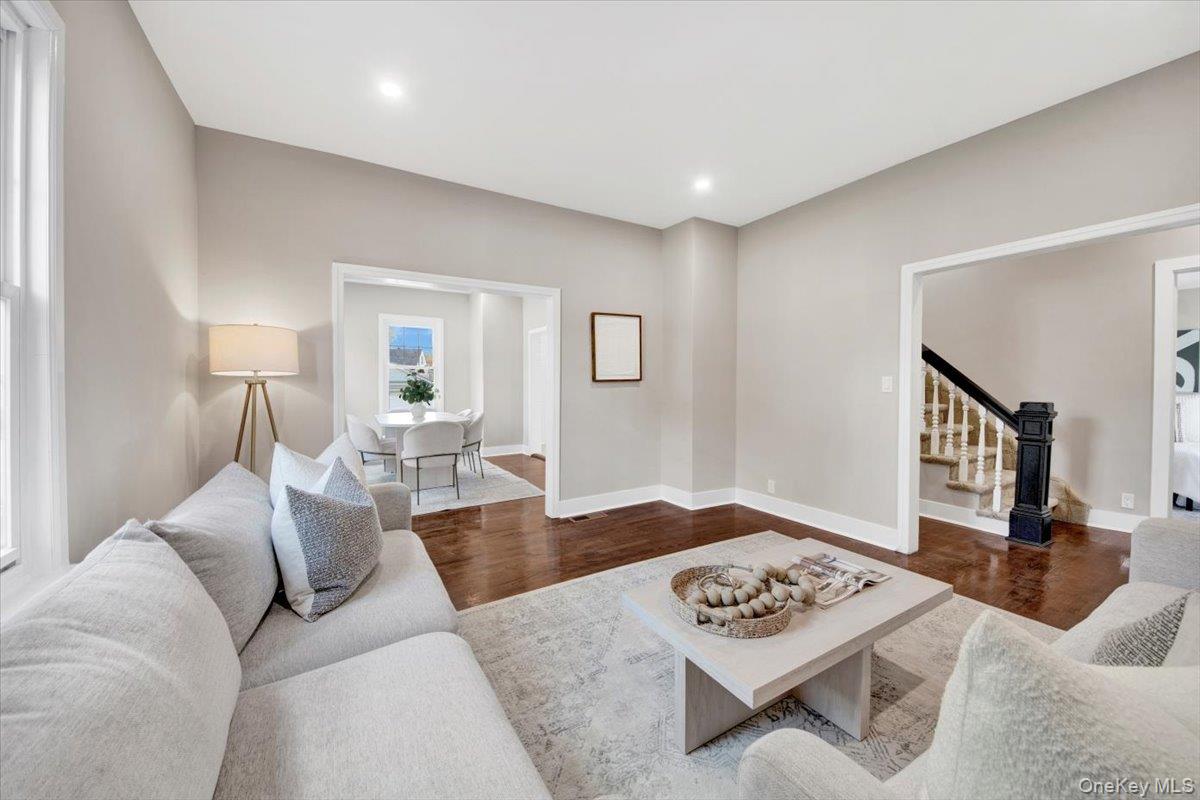 34 Kings Ferry Road Montrose, NY 10548 - Photo 5 of 36 Living area featuring stairs, wood finished floors, and recessed lighting