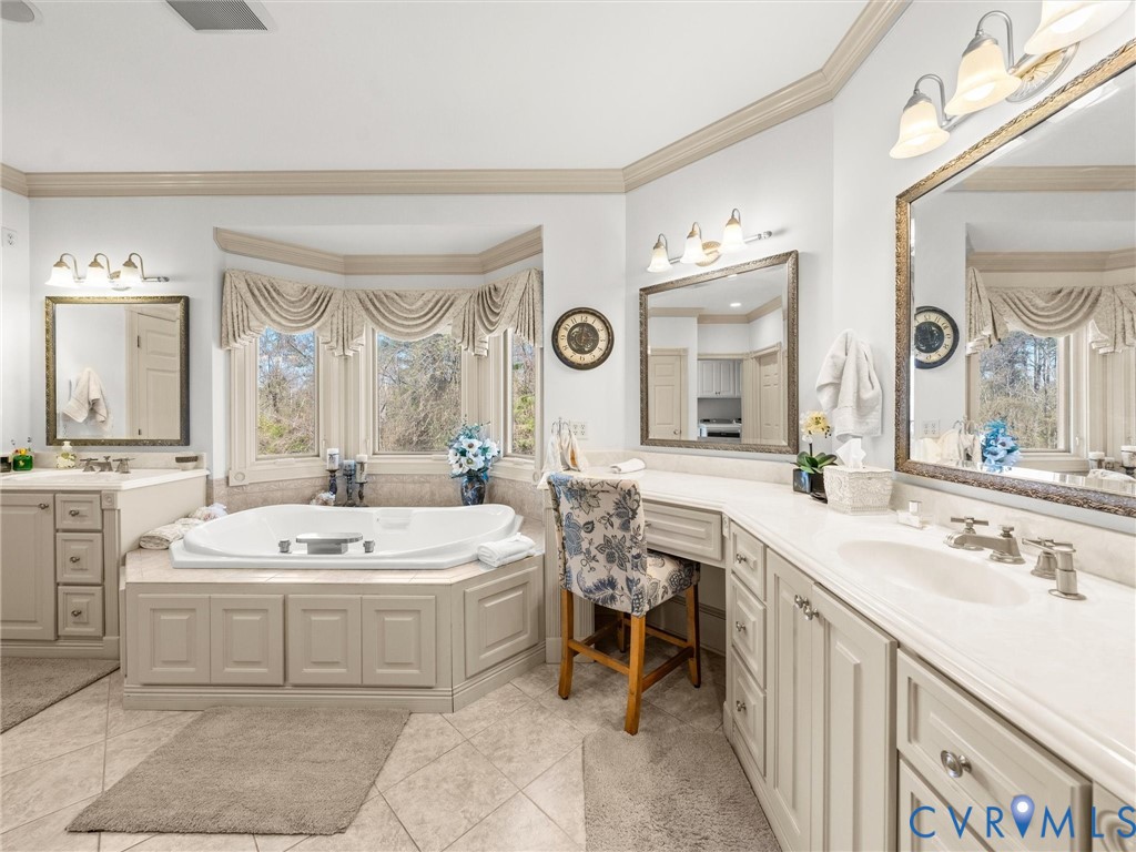 24200 Pear Orchard Road Moseley, VA 23120 - Photo 44 of 66 Primary bathroom with soaking jetted tub, dual van