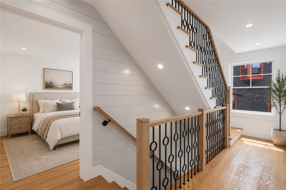 6 Sharon Court Newport, RI 02840 - Photo 22 of 49 Staircase to second floor. Digitally staged