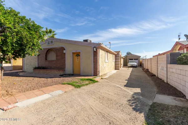 a view of a house with a patio