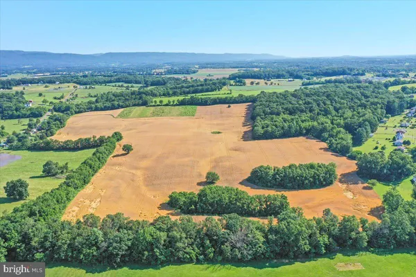 an aerial view of a house with a garden