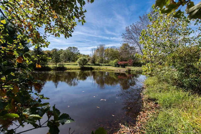 a view of a lake with houses