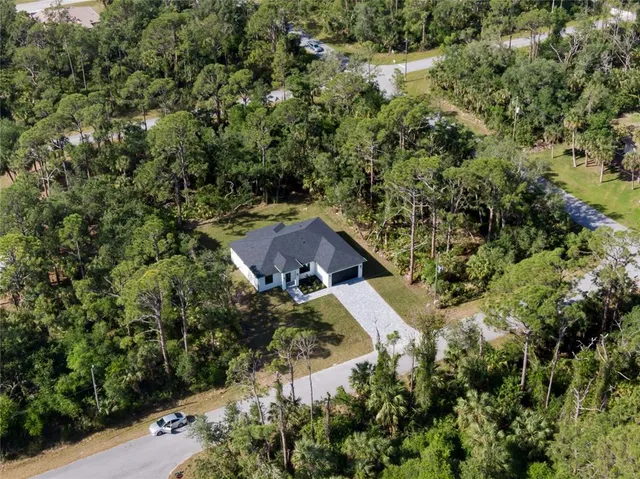 an aerial view of a house