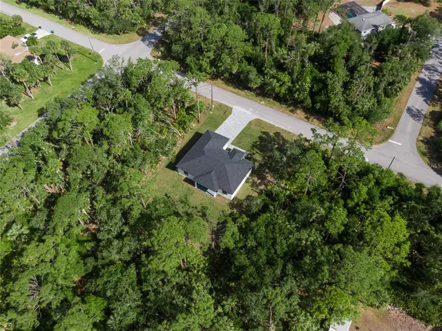 an aerial view of a house