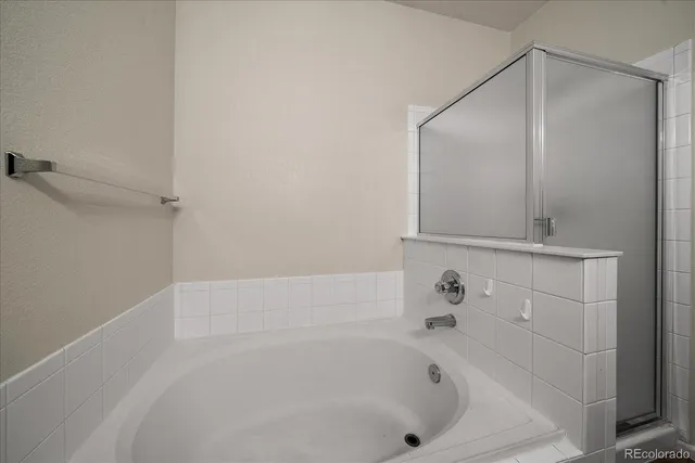 a bathroom with a bathtub