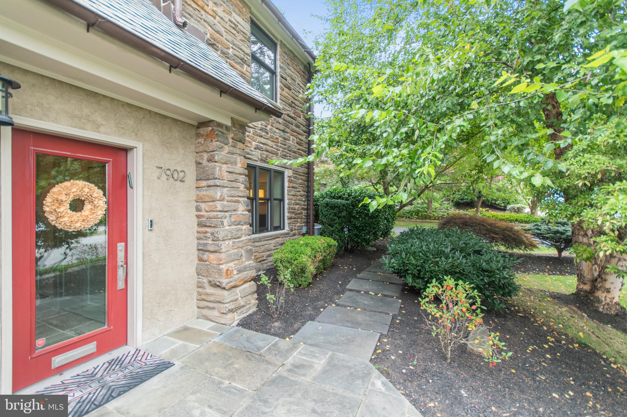 7902 Rambler Road Elkins Park, PA 19027 - Photo 3 of 41 Handsome flagstone entryway & gardens welcome you