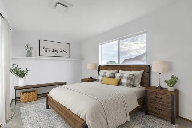 an empty room with windows