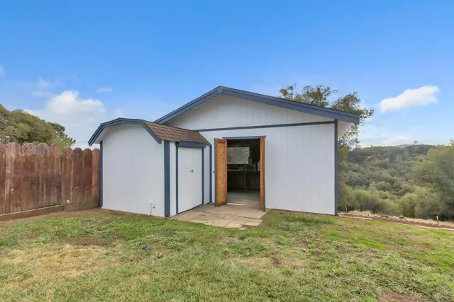 a view of a storage room with a garage