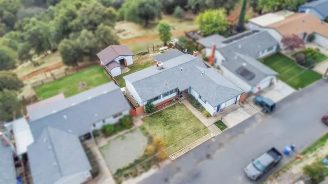 an aerial view of a house
