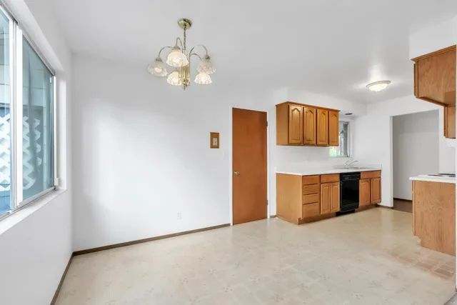 a view of kitchen and stove