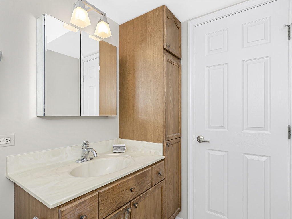 9200 East Prairie Road, Unit 403 Evanston, IL 60203 - Photo 21 of 23 a bathroom with a sink and a mirror