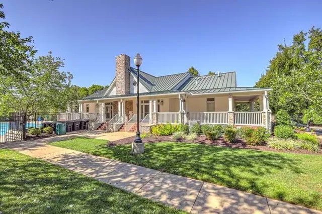 a view of an outdoor space with swimming pool