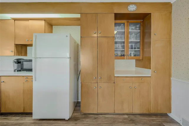 a view of a refrigerator and window