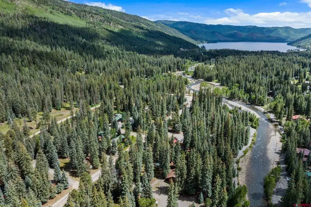 a view of a lush green hillside and a houses