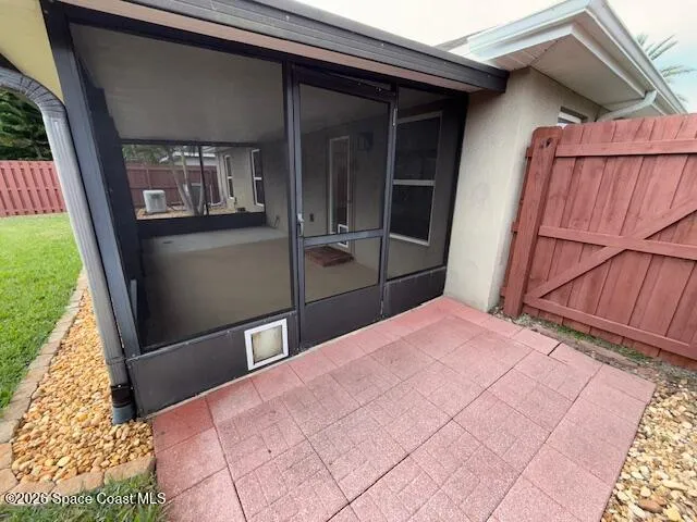 a balcony view with a fireplace