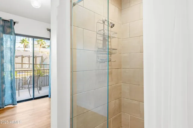 a bathroom with a shower