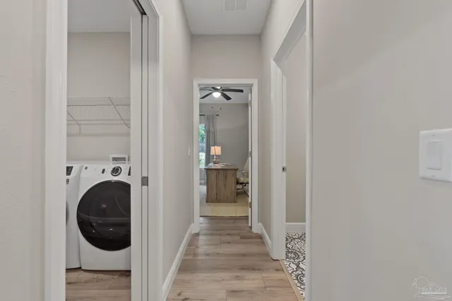 a backyard of a house with lots of green space