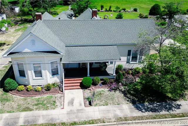 an aerial view of a house