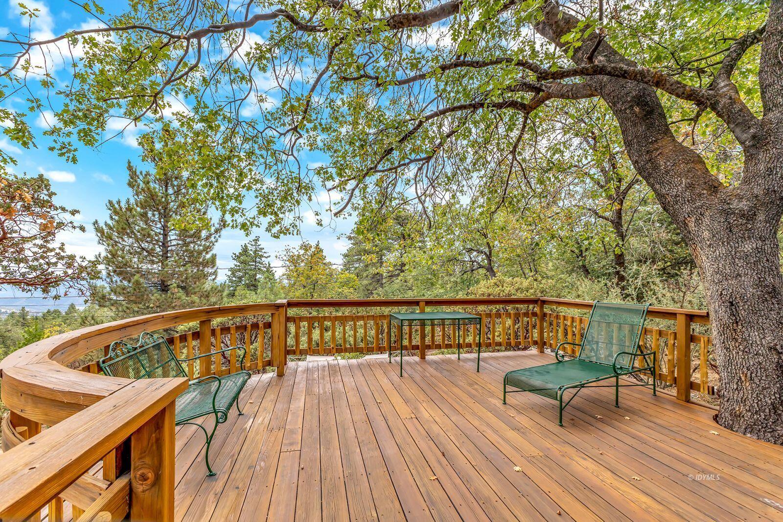 52980 Overlook Drive Idyllwild, CA 92549 - Photo 51 of 60 a view of balcony with wooden floor and outdoor seating