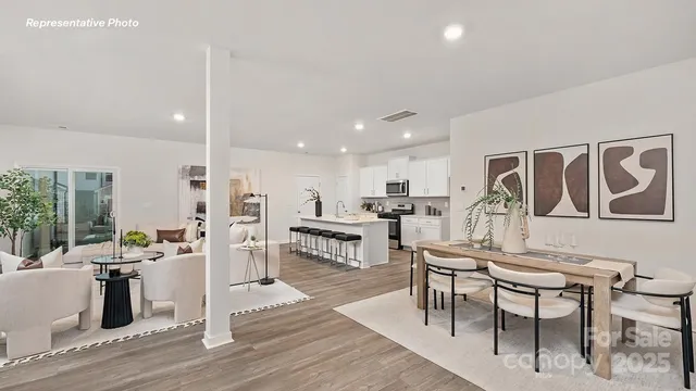 a view of a dining area with furniture