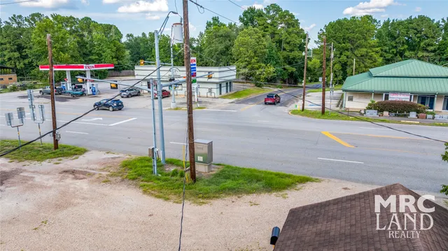 a view of a park with swings