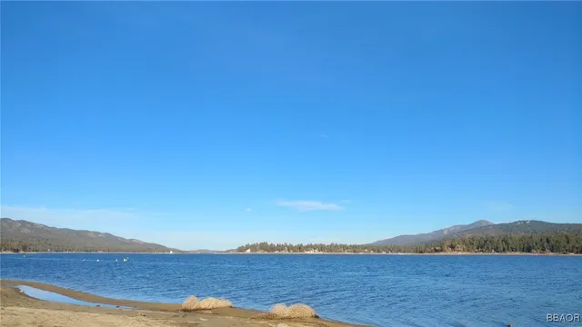 a view of lake and mountain