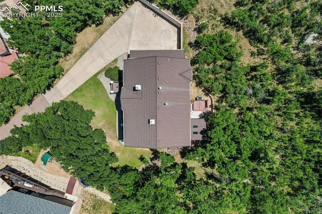 an aerial view of a house