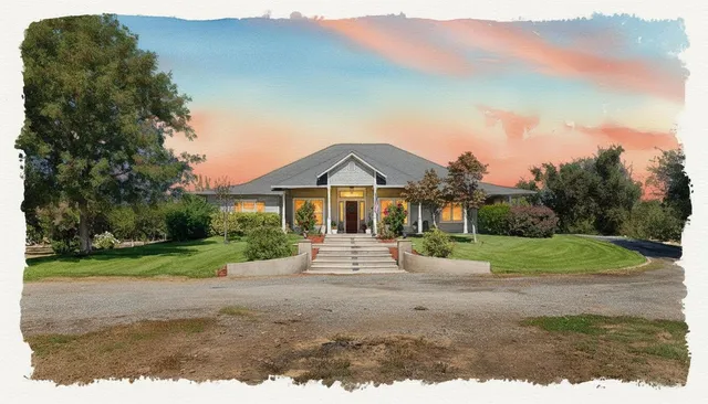 a front view of a house with a yard and pathway