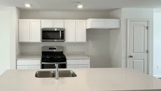 a kitchen with a sink a stove and refrigerator