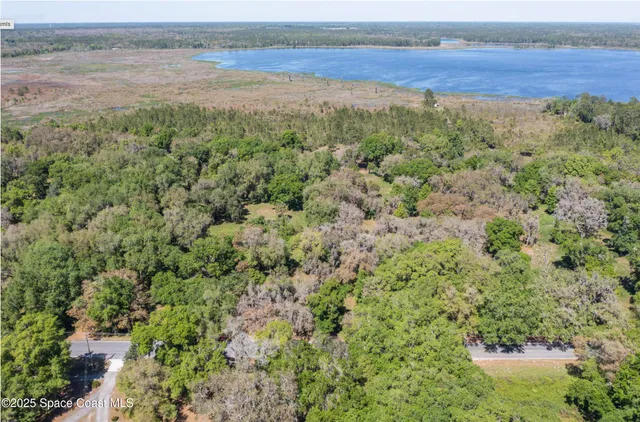 a view of a field with an ocean view
