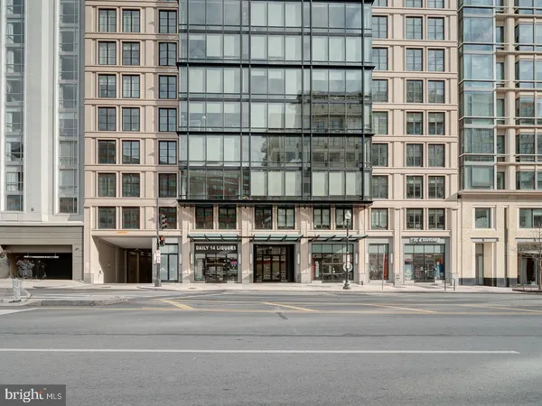 front view of a building with a street