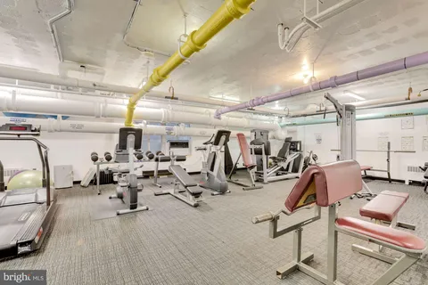 a view of a room with gym equipment