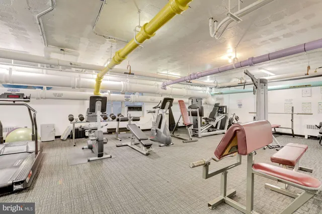 a view of a room with gym equipment