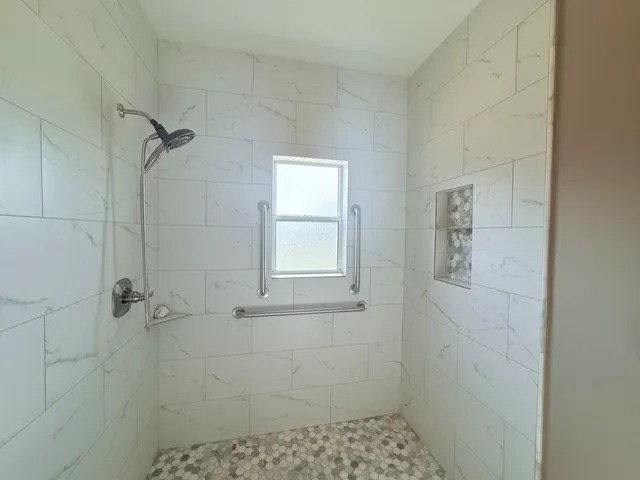 a bathroom with a shower