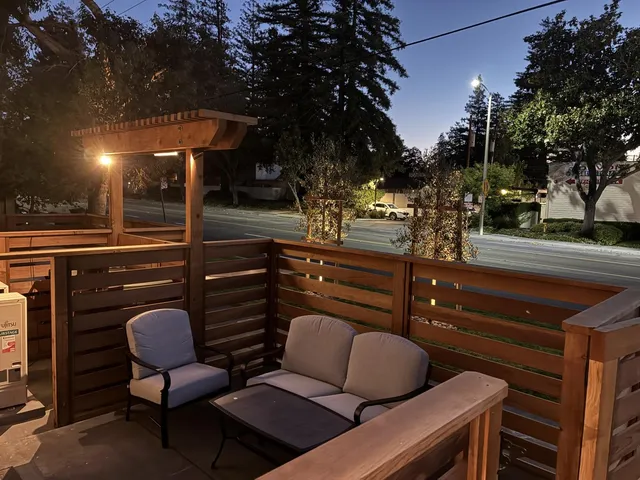 a view of outdoor space with seating